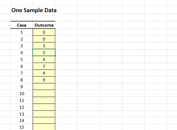 Screenshot for entering data