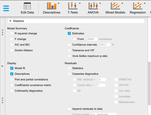 Screenshot for obtaining additional statistics