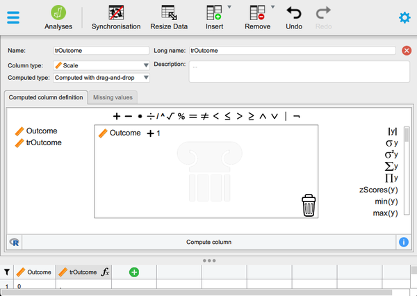 Screenshot for computing transformations