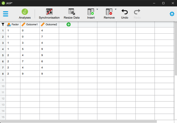 Screenshot for entering data