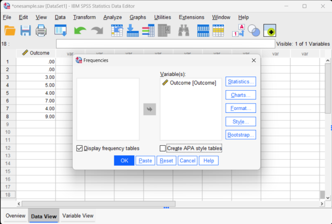 Screenshot for obtaining frequencies