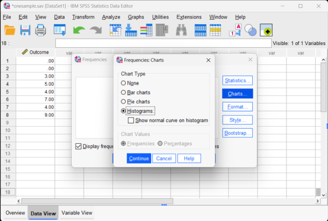Screenshot for obtaining histogram