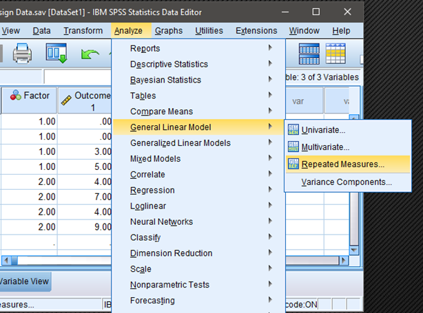 Screenshot for selecting analysis