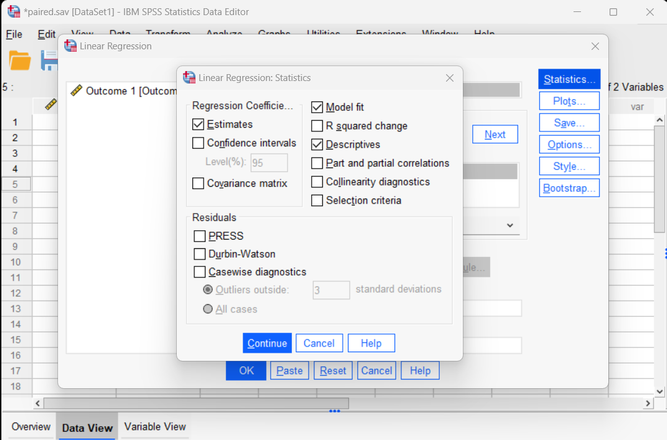 Screenshot for obtaining additional statistics