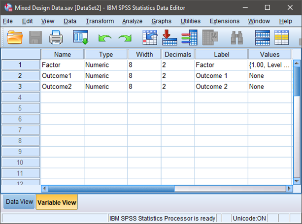 Screenshot for defining variables