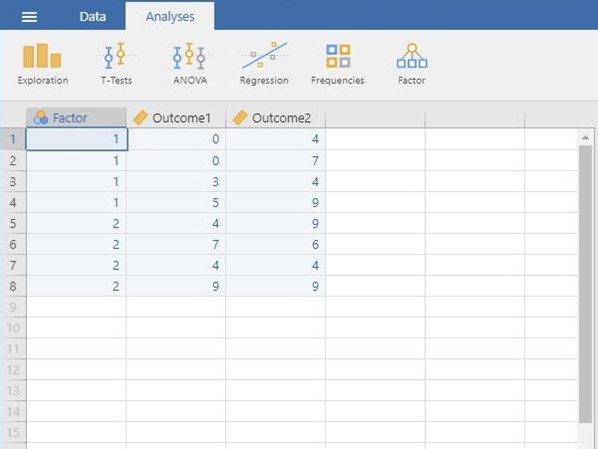 Screenshot for entering data